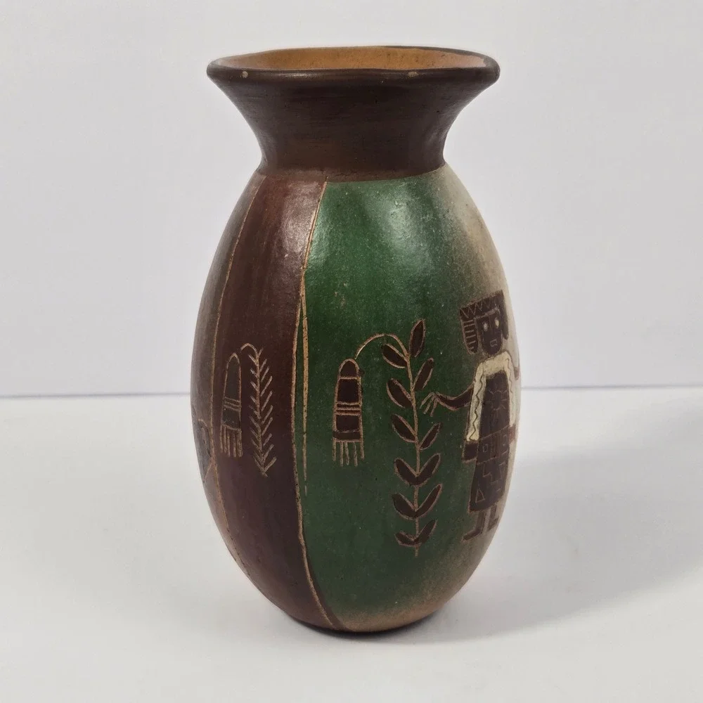 Handmade Peruvian Ceramic - Hand-Painted Pre-Columbian Nazca  Inca Style Pottery